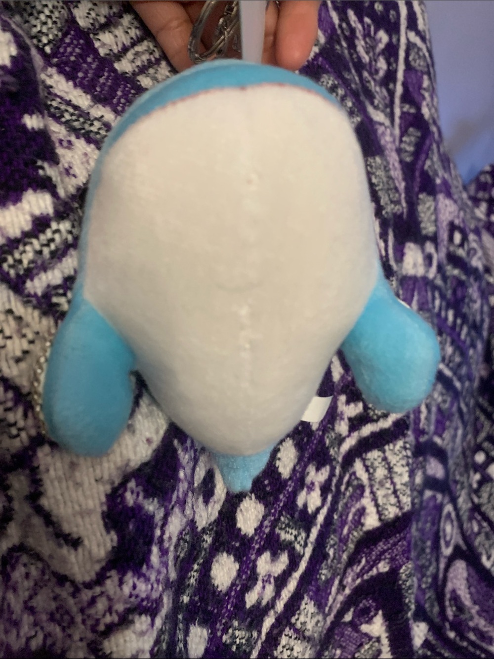 Natasha Blue Whale Plush Keychain with Flower Accent - Picture 4 of 6